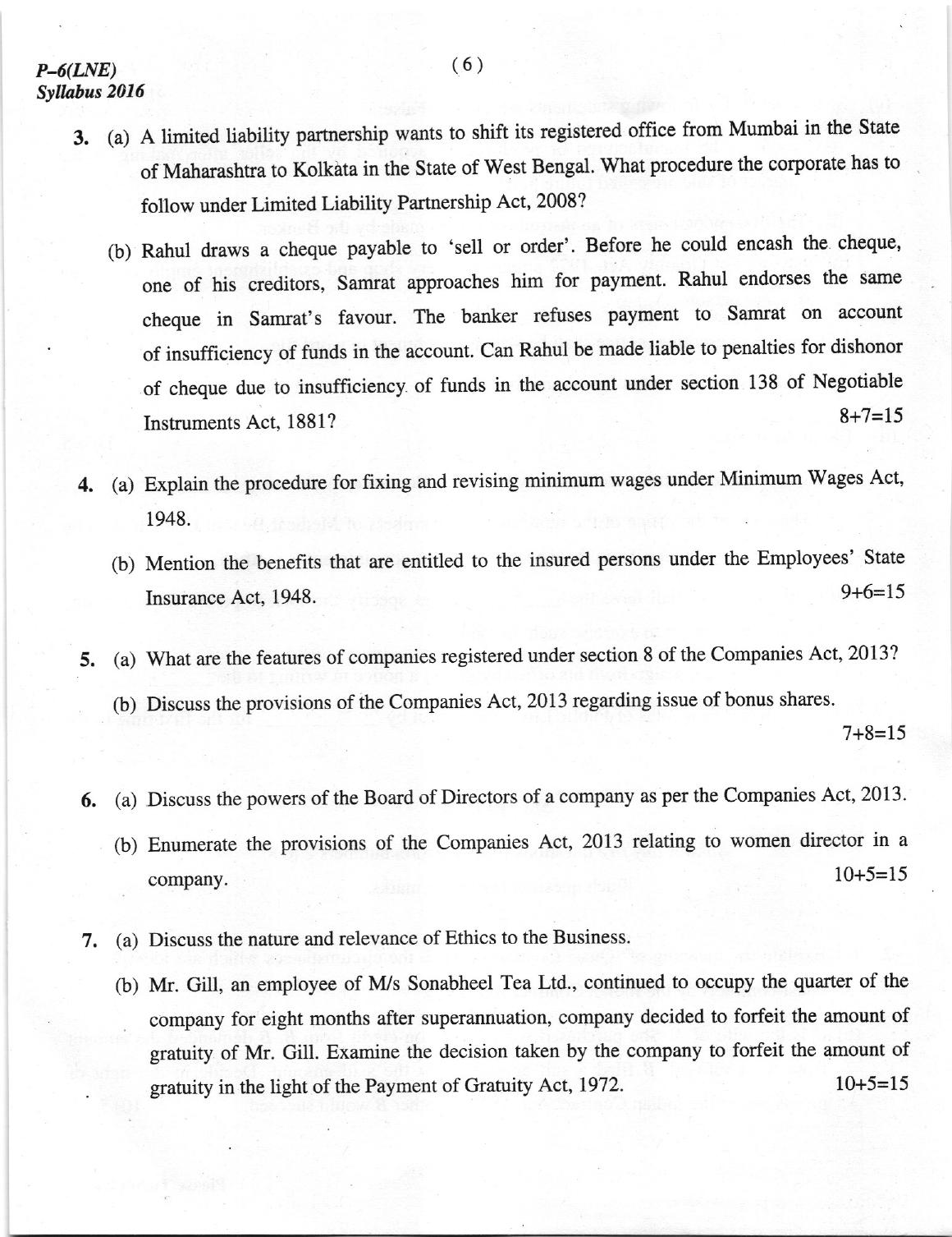 ICMAI Dec 2018 Laws and Ethics Question Paper  - Page 6