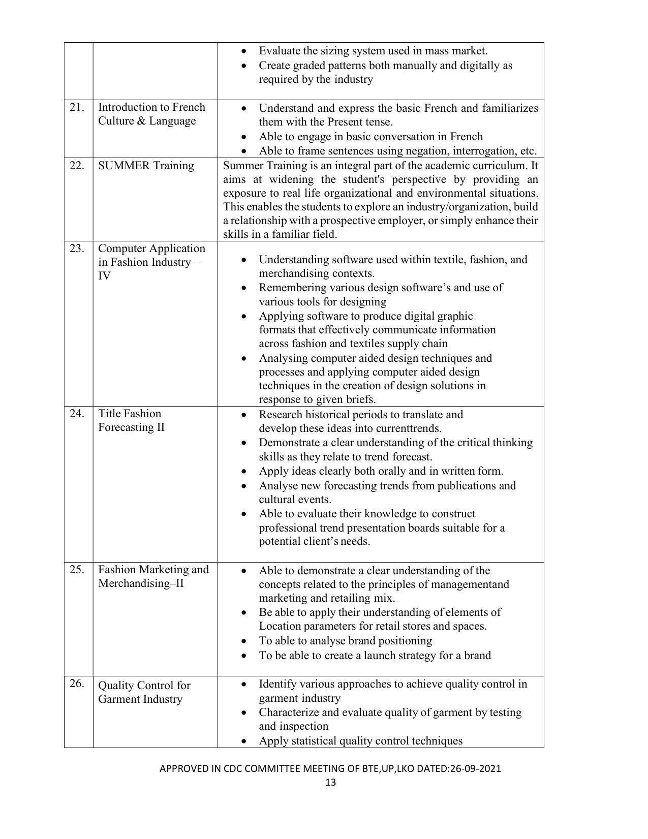 SYLLABUS FOR SEMESTER SYSTEM EFFECTIVE FROM (2021-2022) - APPAREL DESIGN AND FASHION TECHNOLOGY - Page 13