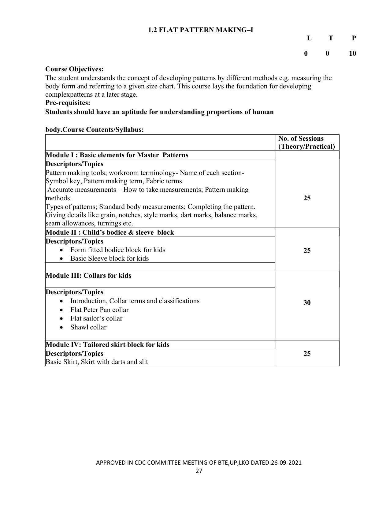 SYLLABUS FOR SEMESTER SYSTEM EFFECTIVE FROM (2021-2022) - APPAREL DESIGN AND FASHION TECHNOLOGY - Page 27
