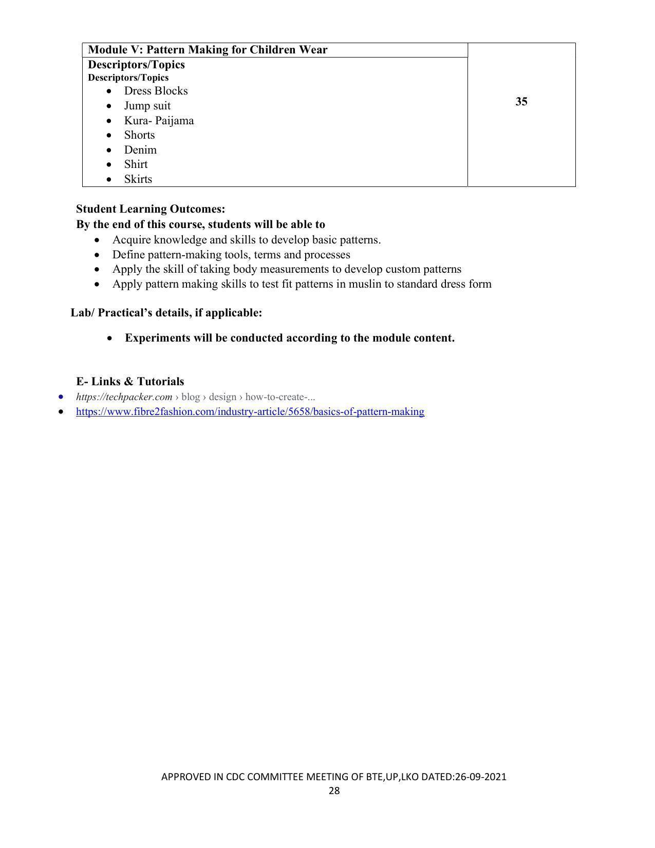 SYLLABUS FOR SEMESTER SYSTEM EFFECTIVE FROM (2021-2022) - APPAREL DESIGN AND FASHION TECHNOLOGY - Page 28