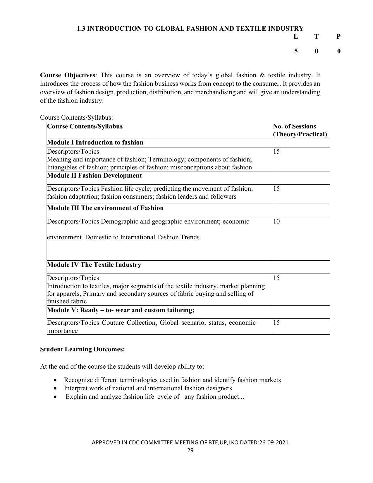 SYLLABUS FOR SEMESTER SYSTEM EFFECTIVE FROM (2021-2022) - APPAREL DESIGN AND FASHION TECHNOLOGY - Page 29