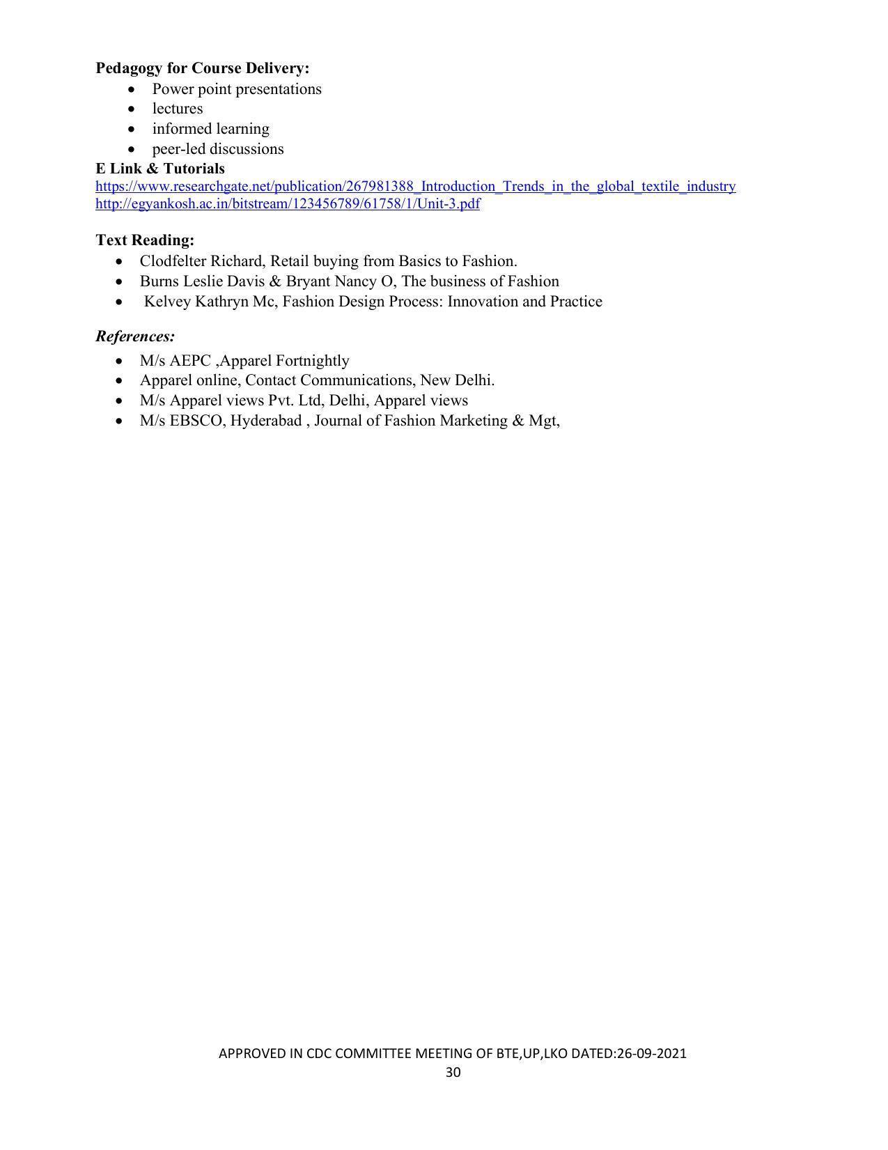 SYLLABUS FOR SEMESTER SYSTEM EFFECTIVE FROM (2021-2022) - APPAREL DESIGN AND FASHION TECHNOLOGY - Page 30