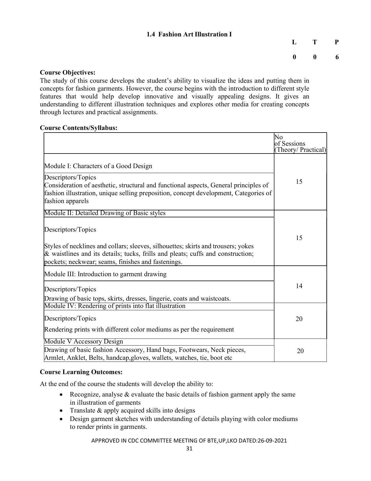 SYLLABUS FOR SEMESTER SYSTEM EFFECTIVE FROM (2021-2022) - APPAREL DESIGN AND FASHION TECHNOLOGY - Page 31