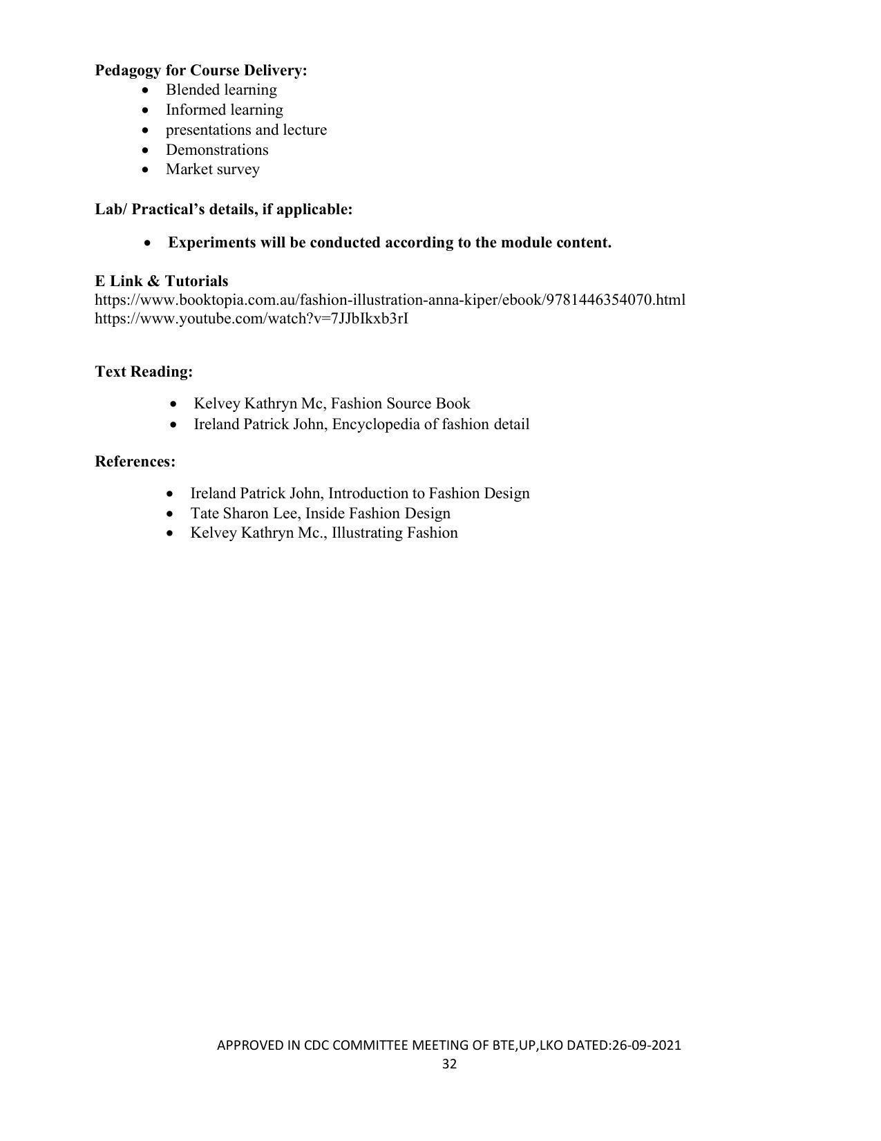 SYLLABUS FOR SEMESTER SYSTEM EFFECTIVE FROM (2021-2022) - APPAREL DESIGN AND FASHION TECHNOLOGY - Page 32
