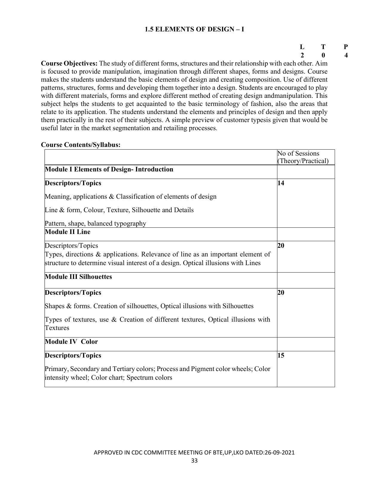 SYLLABUS FOR SEMESTER SYSTEM EFFECTIVE FROM (2021-2022) - APPAREL DESIGN AND FASHION TECHNOLOGY - Page 33
