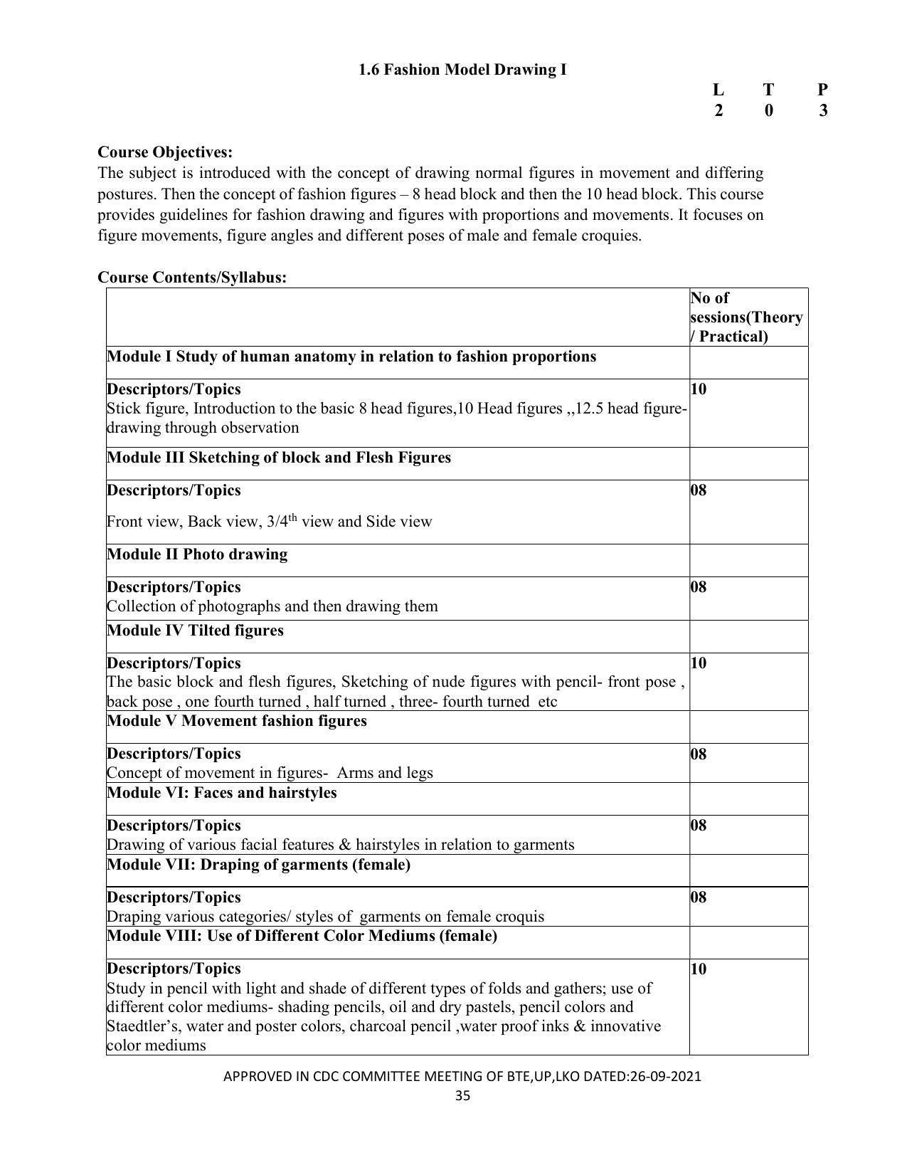 SYLLABUS FOR SEMESTER SYSTEM EFFECTIVE FROM (2021-2022) - APPAREL DESIGN AND FASHION TECHNOLOGY - Page 35