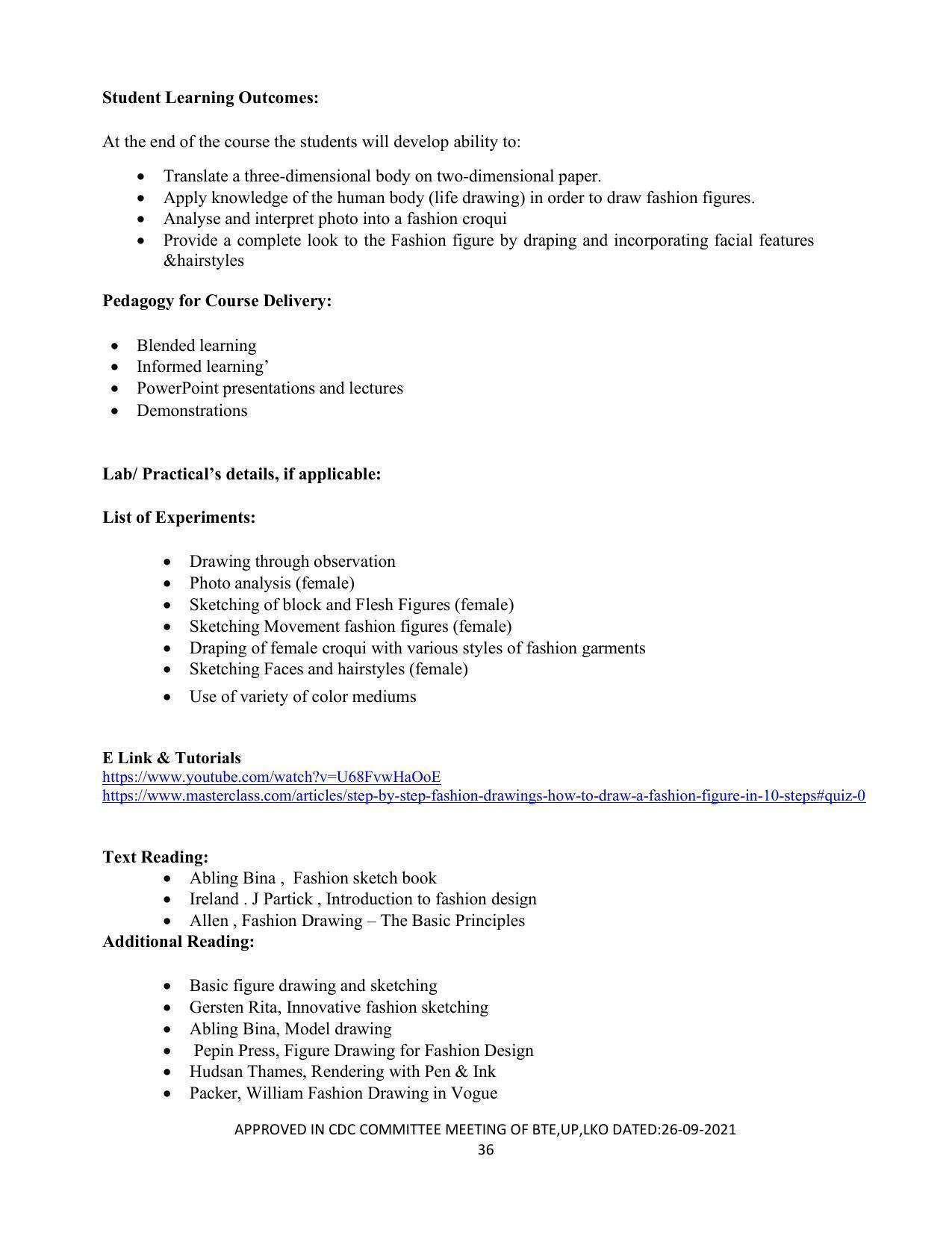 SYLLABUS FOR SEMESTER SYSTEM EFFECTIVE FROM (2021-2022) - APPAREL DESIGN AND FASHION TECHNOLOGY - Page 36
