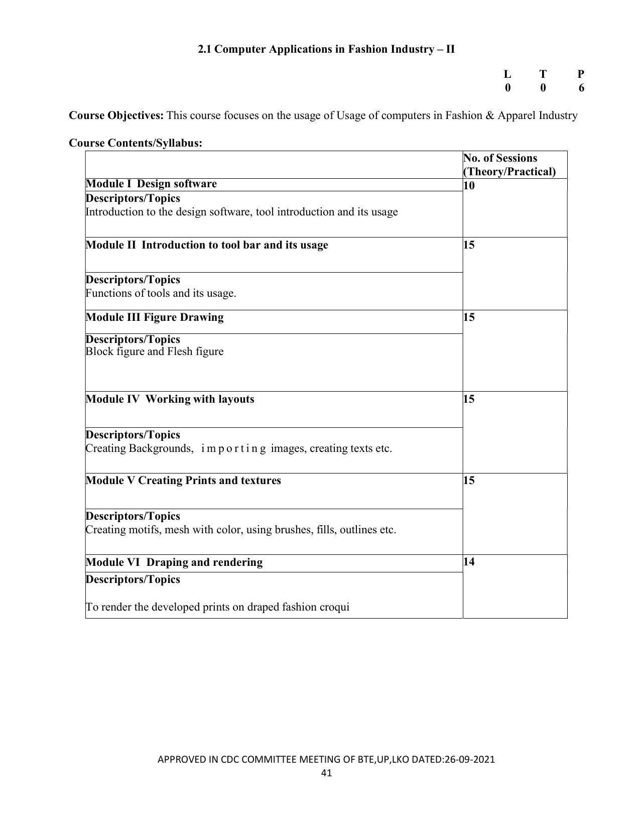 SYLLABUS FOR SEMESTER SYSTEM EFFECTIVE FROM (2021-2022) - APPAREL DESIGN AND FASHION TECHNOLOGY - Page 41