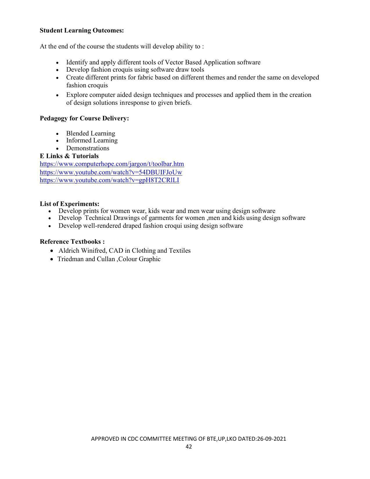 SYLLABUS FOR SEMESTER SYSTEM EFFECTIVE FROM (2021-2022) - APPAREL DESIGN AND FASHION TECHNOLOGY - Page 42