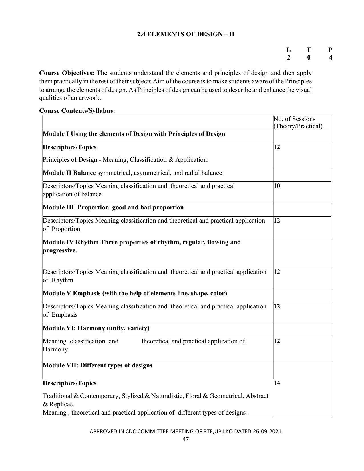 SYLLABUS FOR SEMESTER SYSTEM EFFECTIVE FROM (2021-2022) - APPAREL DESIGN AND FASHION TECHNOLOGY - Page 47