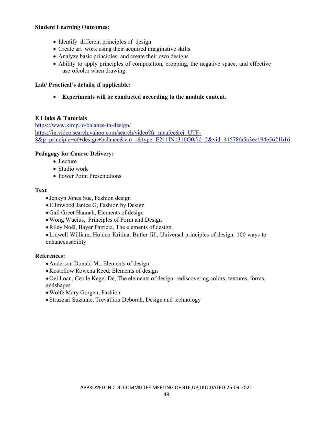SYLLABUS FOR SEMESTER SYSTEM EFFECTIVE FROM (2021-2022) - APPAREL DESIGN AND FASHION TECHNOLOGY - Page 48