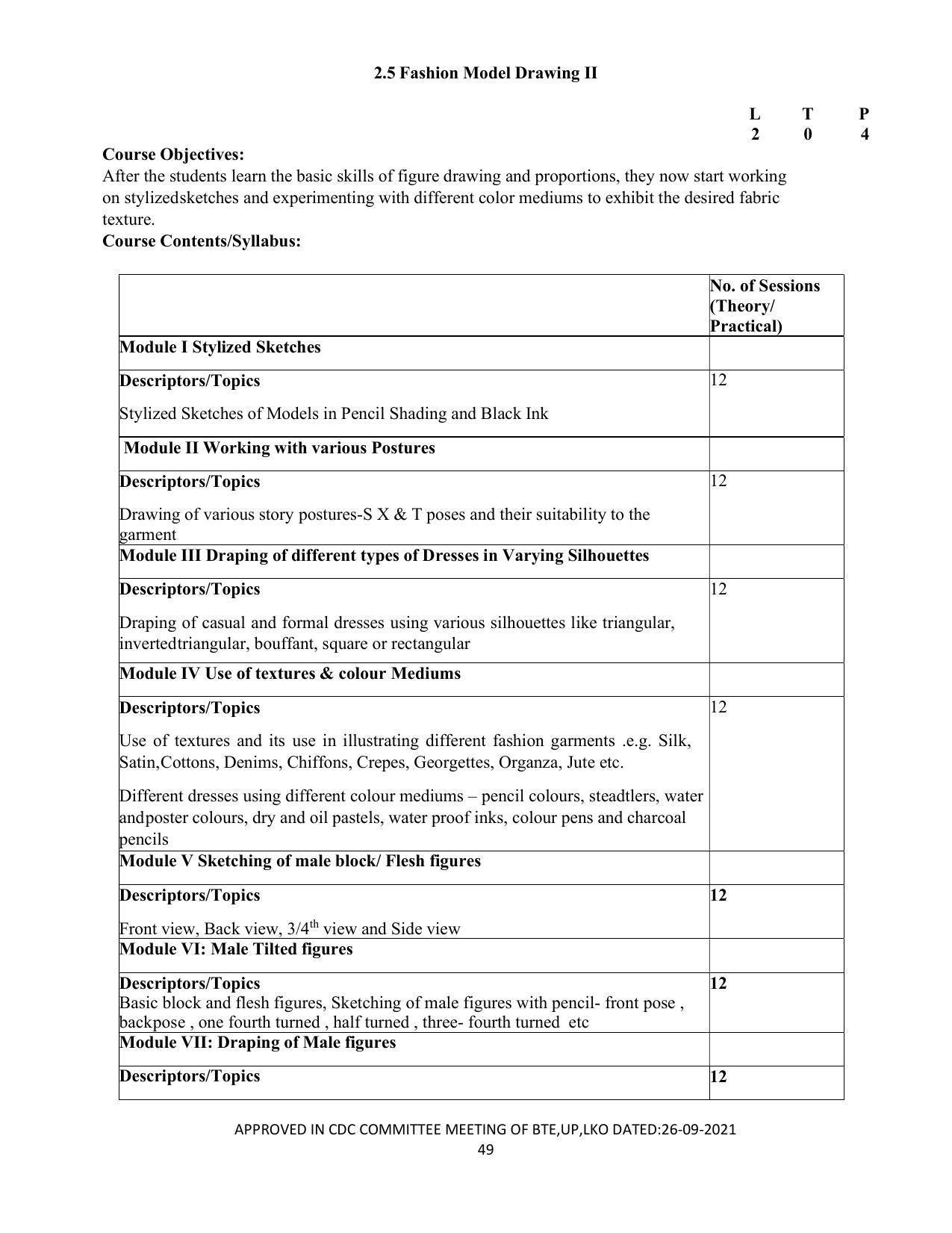 SYLLABUS FOR SEMESTER SYSTEM EFFECTIVE FROM (2021-2022) - APPAREL DESIGN AND FASHION TECHNOLOGY - Page 49