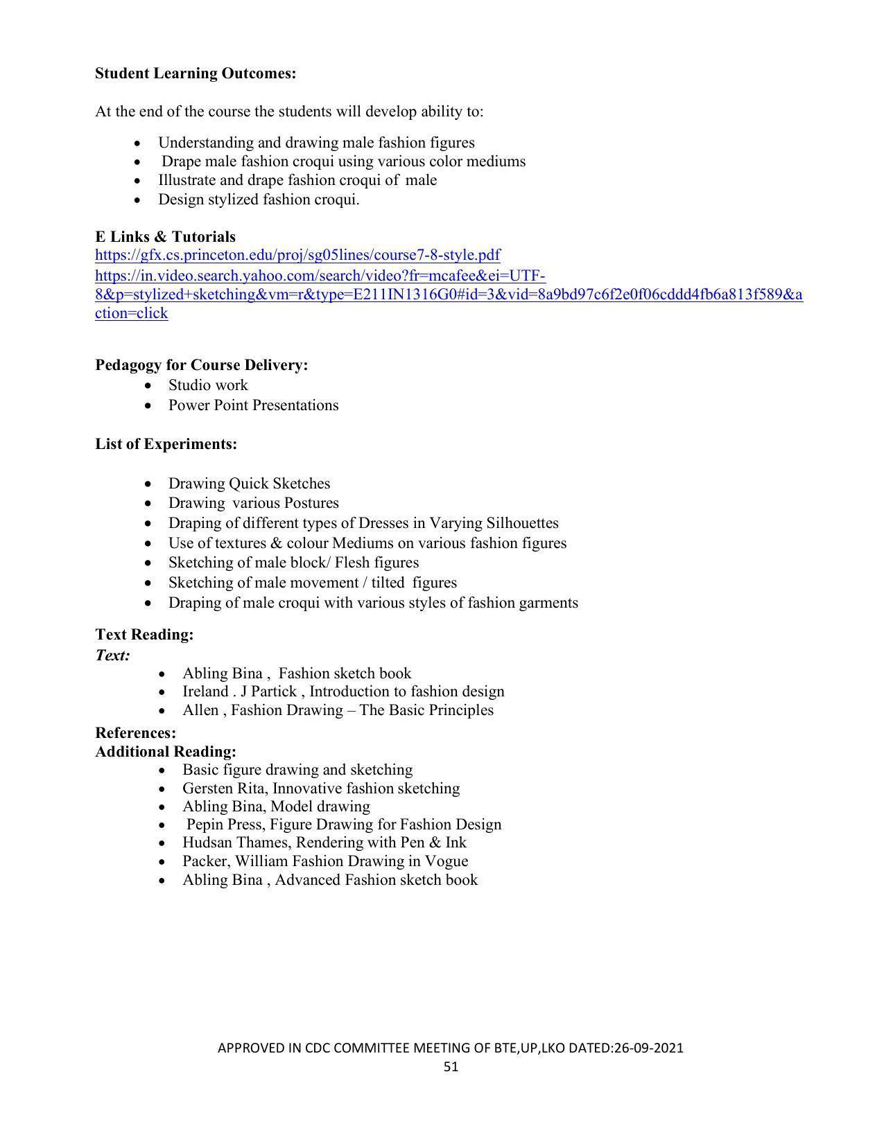 SYLLABUS FOR SEMESTER SYSTEM EFFECTIVE FROM (2021-2022) - APPAREL DESIGN AND FASHION TECHNOLOGY - Page 51