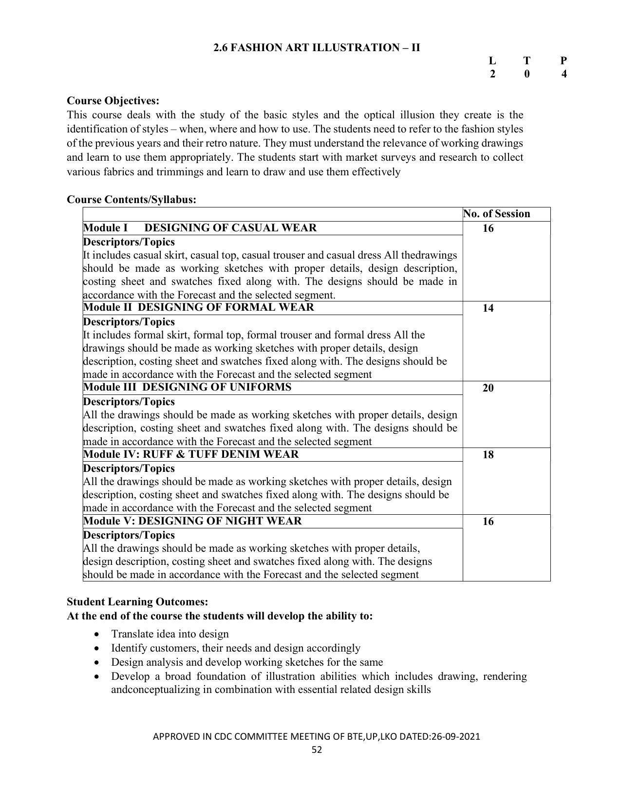 SYLLABUS FOR SEMESTER SYSTEM EFFECTIVE FROM (2021-2022) - APPAREL DESIGN AND FASHION TECHNOLOGY - Page 52