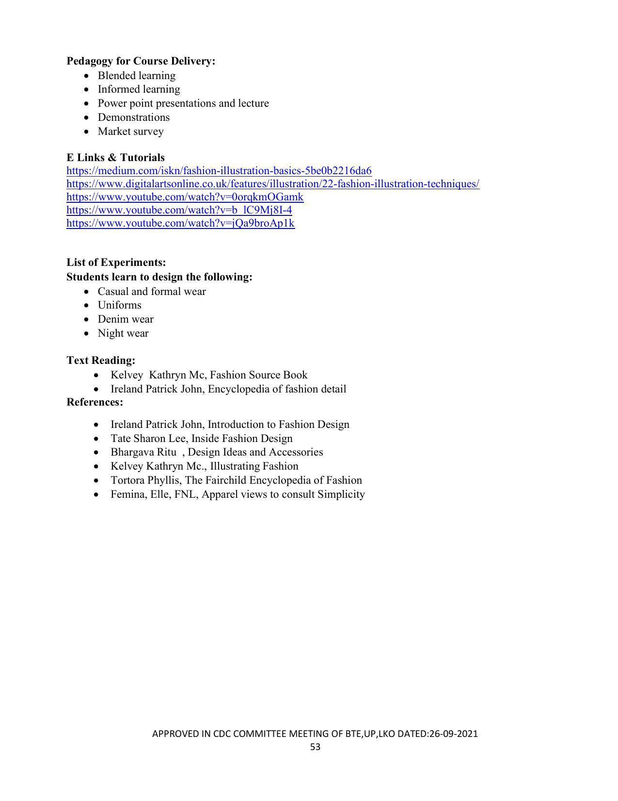 SYLLABUS FOR SEMESTER SYSTEM EFFECTIVE FROM (2021-2022) - APPAREL DESIGN AND FASHION TECHNOLOGY - Page 53