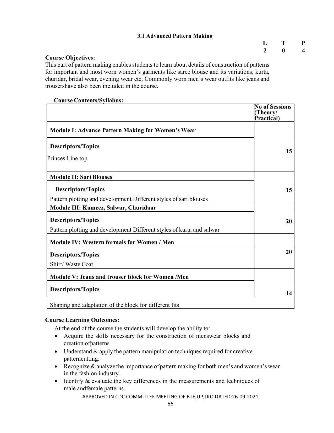 SYLLABUS FOR SEMESTER SYSTEM EFFECTIVE FROM (2021-2022) - APPAREL DESIGN AND FASHION TECHNOLOGY - Page 56