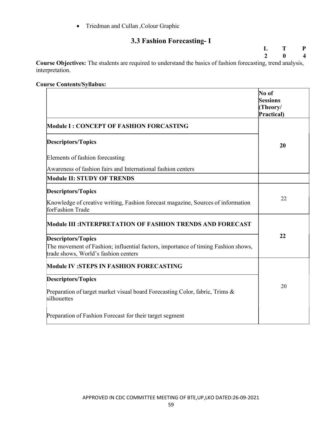 SYLLABUS FOR SEMESTER SYSTEM EFFECTIVE FROM (2021-2022) - APPAREL DESIGN AND FASHION TECHNOLOGY - Page 59