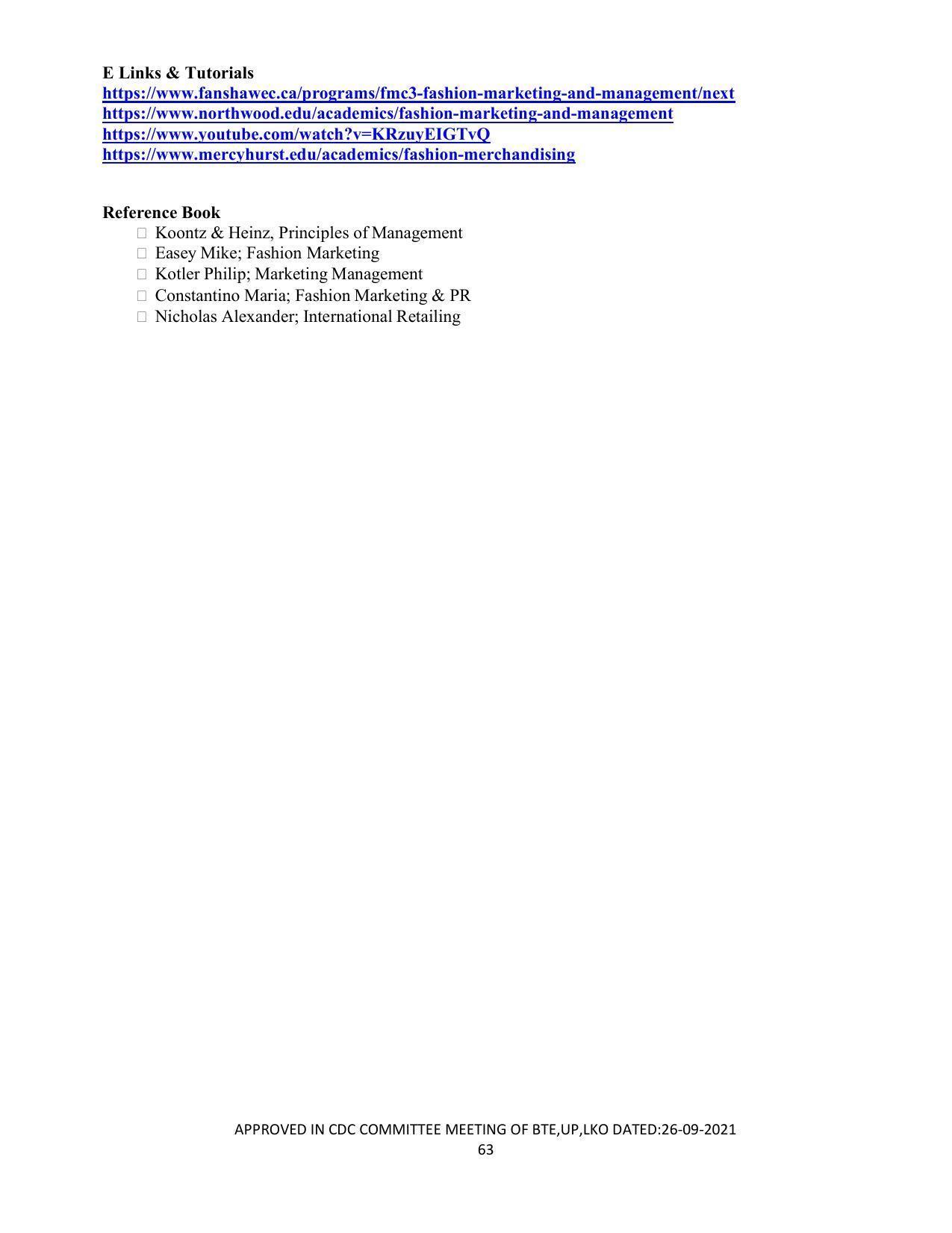 SYLLABUS FOR SEMESTER SYSTEM EFFECTIVE FROM (2021-2022) - APPAREL DESIGN AND FASHION TECHNOLOGY - Page 63