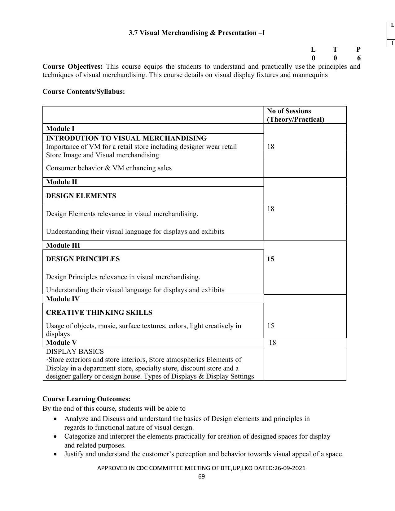 SYLLABUS FOR SEMESTER SYSTEM EFFECTIVE FROM (2021-2022) - APPAREL DESIGN AND FASHION TECHNOLOGY - Page 69