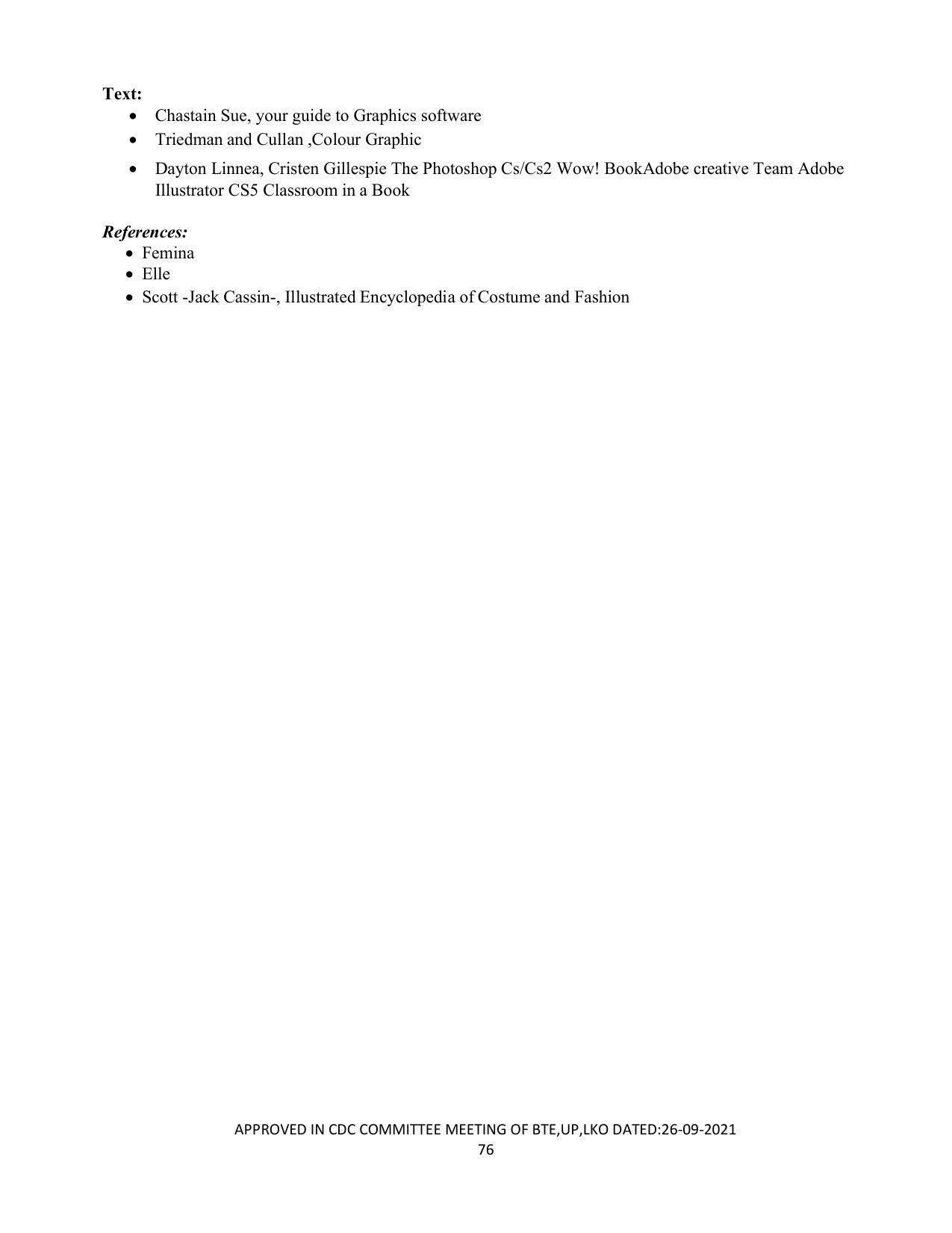 SYLLABUS FOR SEMESTER SYSTEM EFFECTIVE FROM (2021-2022) - APPAREL DESIGN AND FASHION TECHNOLOGY - Page 76