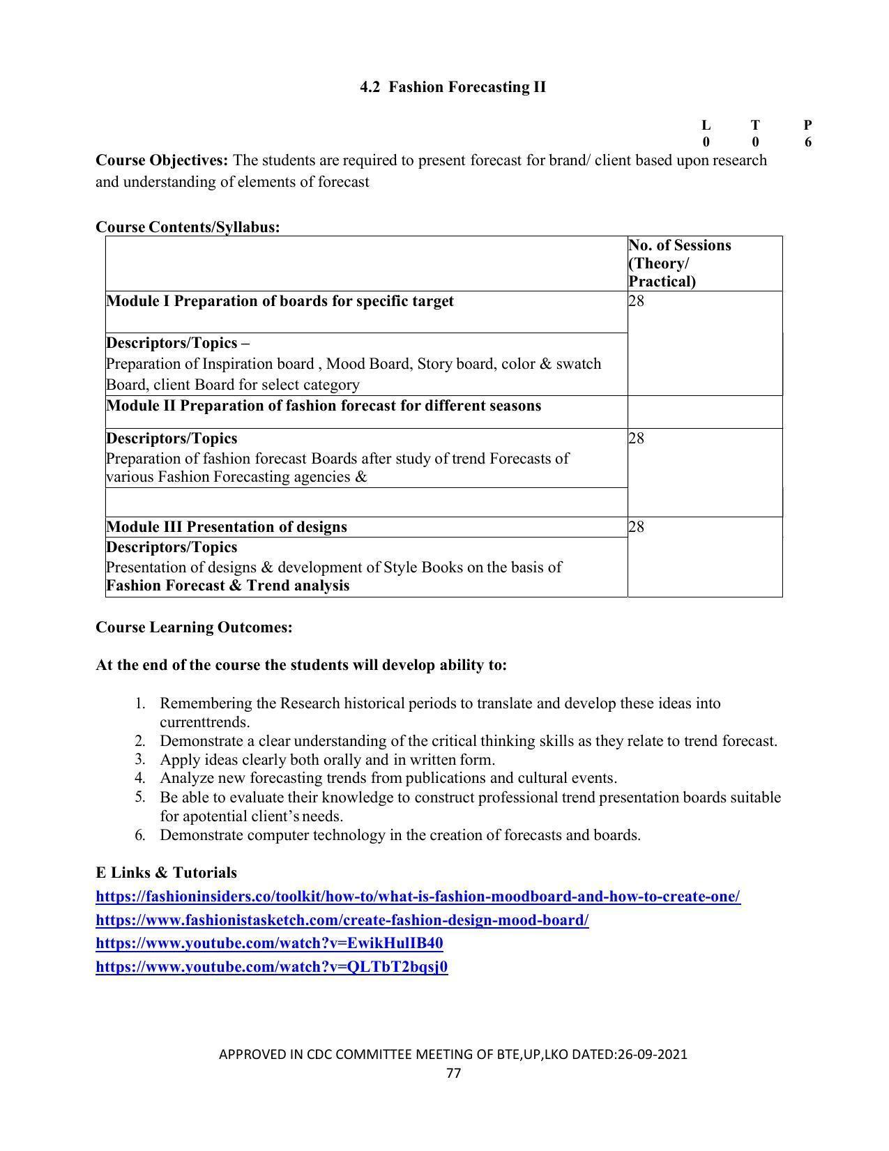 SYLLABUS FOR SEMESTER SYSTEM EFFECTIVE FROM (2021-2022) - APPAREL DESIGN AND FASHION TECHNOLOGY - Page 77