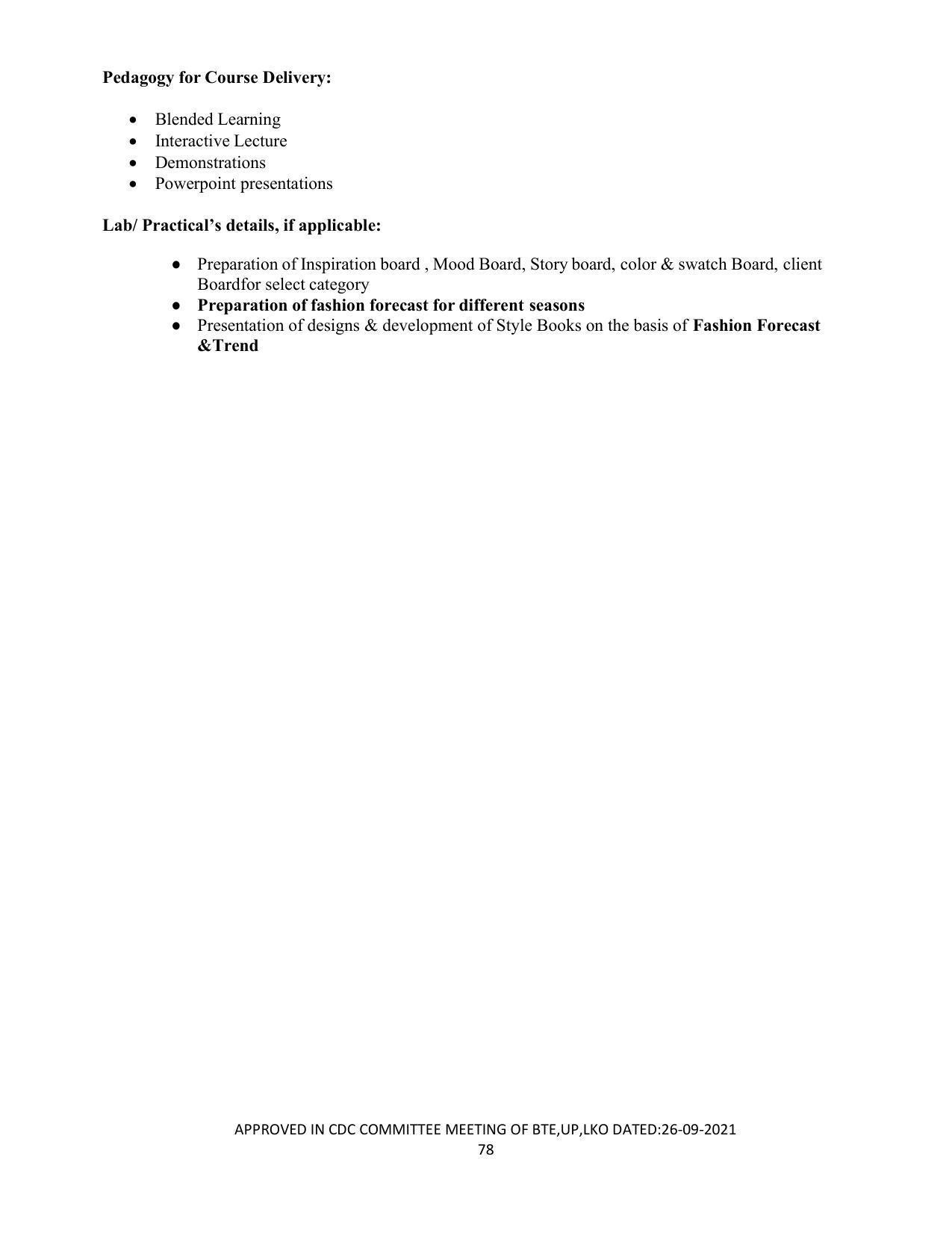 SYLLABUS FOR SEMESTER SYSTEM EFFECTIVE FROM (2021-2022) - APPAREL DESIGN AND FASHION TECHNOLOGY - Page 78
