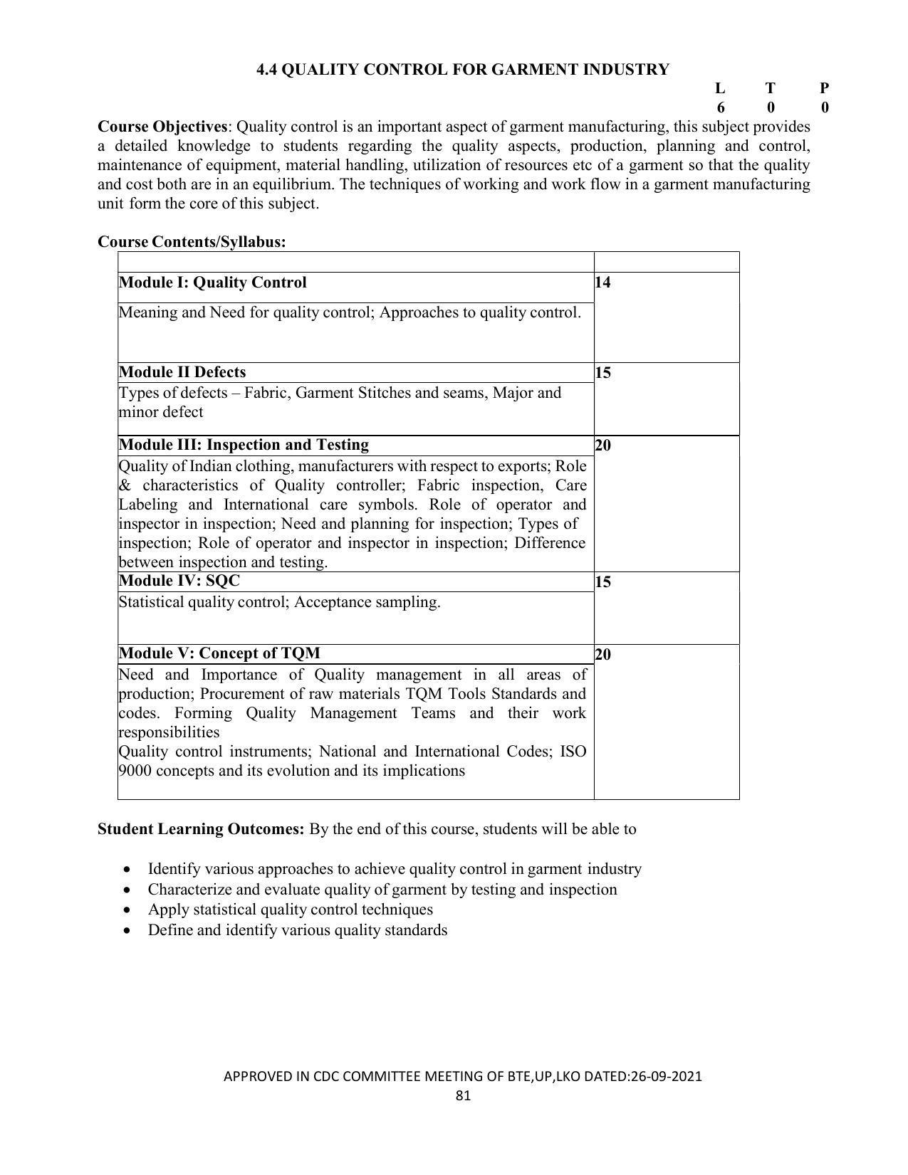 SYLLABUS FOR SEMESTER SYSTEM EFFECTIVE FROM (2021-2022) - APPAREL DESIGN AND FASHION TECHNOLOGY - Page 81