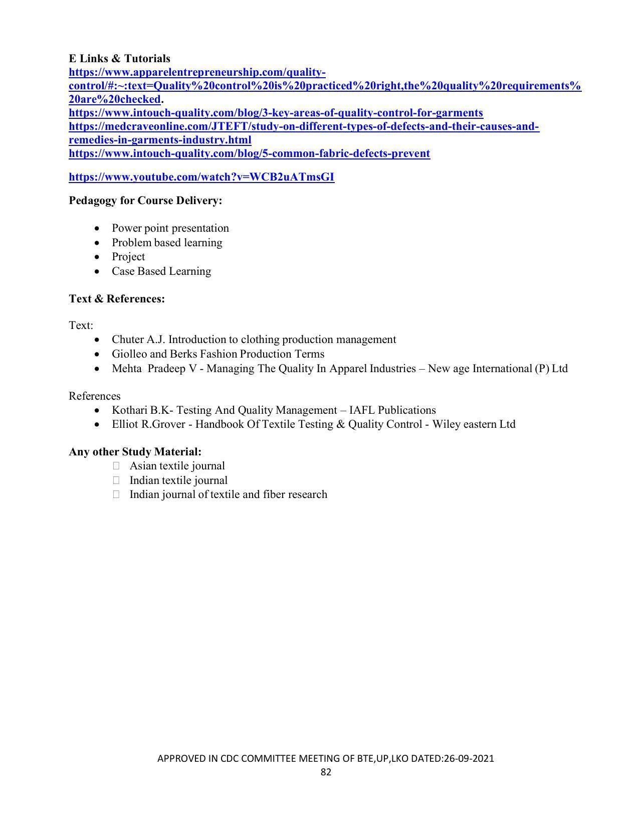 SYLLABUS FOR SEMESTER SYSTEM EFFECTIVE FROM (2021-2022) - APPAREL DESIGN AND FASHION TECHNOLOGY - Page 82