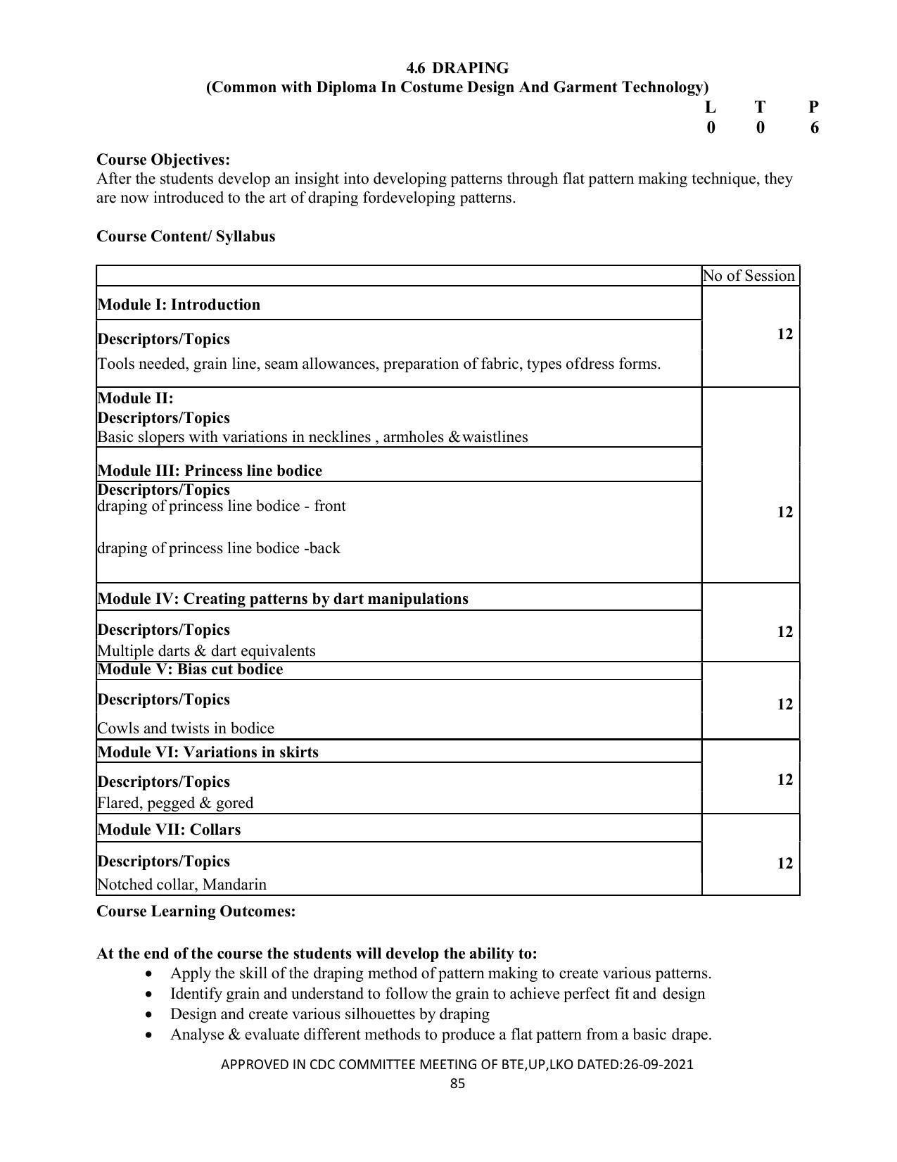 SYLLABUS FOR SEMESTER SYSTEM EFFECTIVE FROM (2021-2022) - APPAREL DESIGN AND FASHION TECHNOLOGY - Page 85