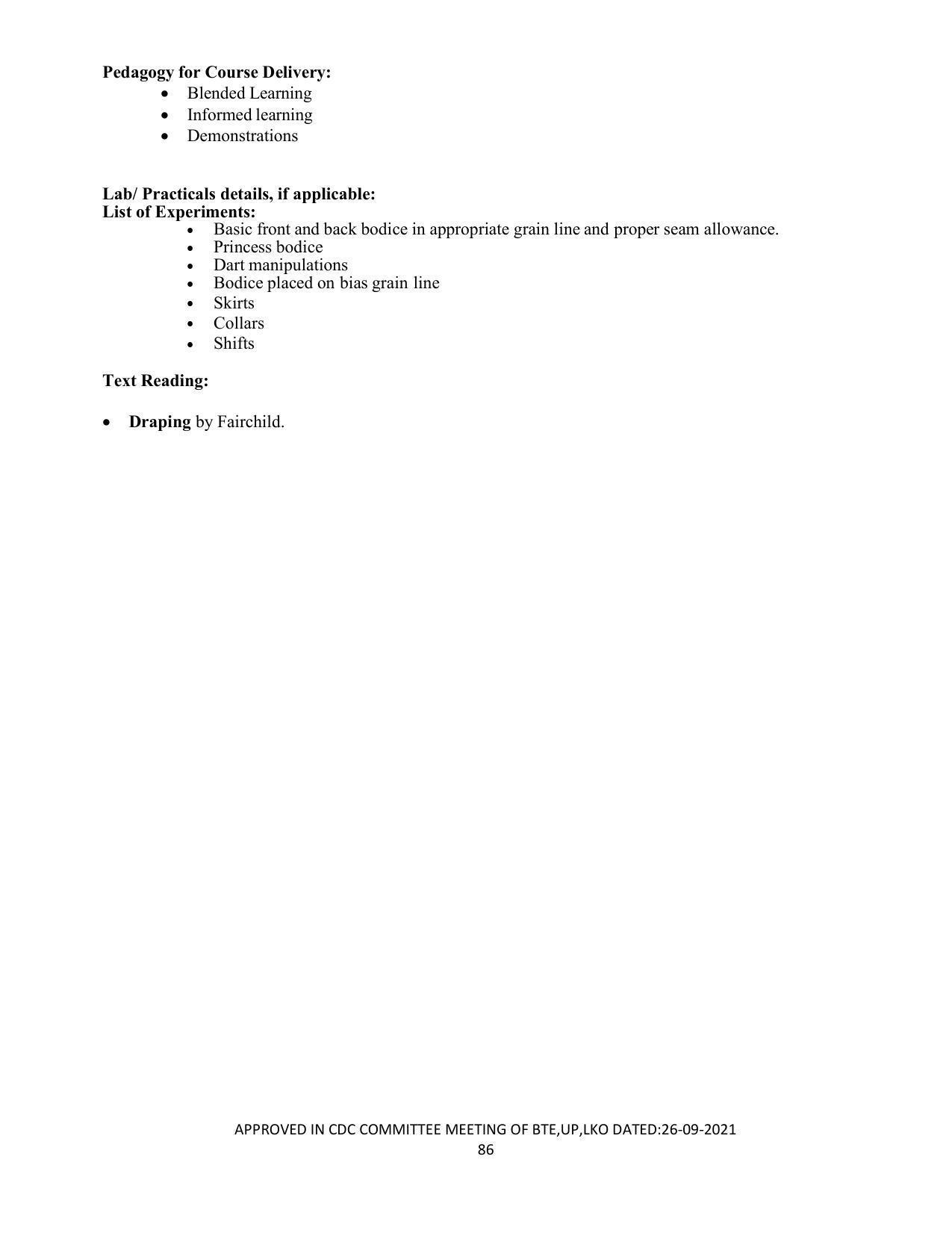 SYLLABUS FOR SEMESTER SYSTEM EFFECTIVE FROM (2021-2022) - APPAREL DESIGN AND FASHION TECHNOLOGY - Page 86