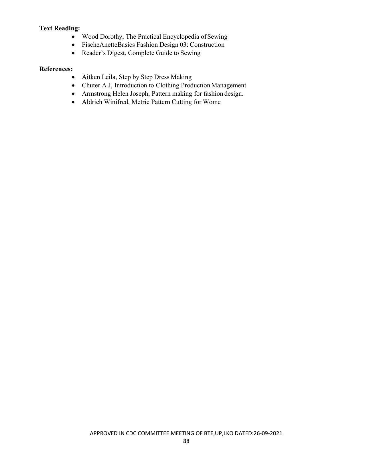 SYLLABUS FOR SEMESTER SYSTEM EFFECTIVE FROM (2021-2022) - APPAREL DESIGN AND FASHION TECHNOLOGY - Page 88