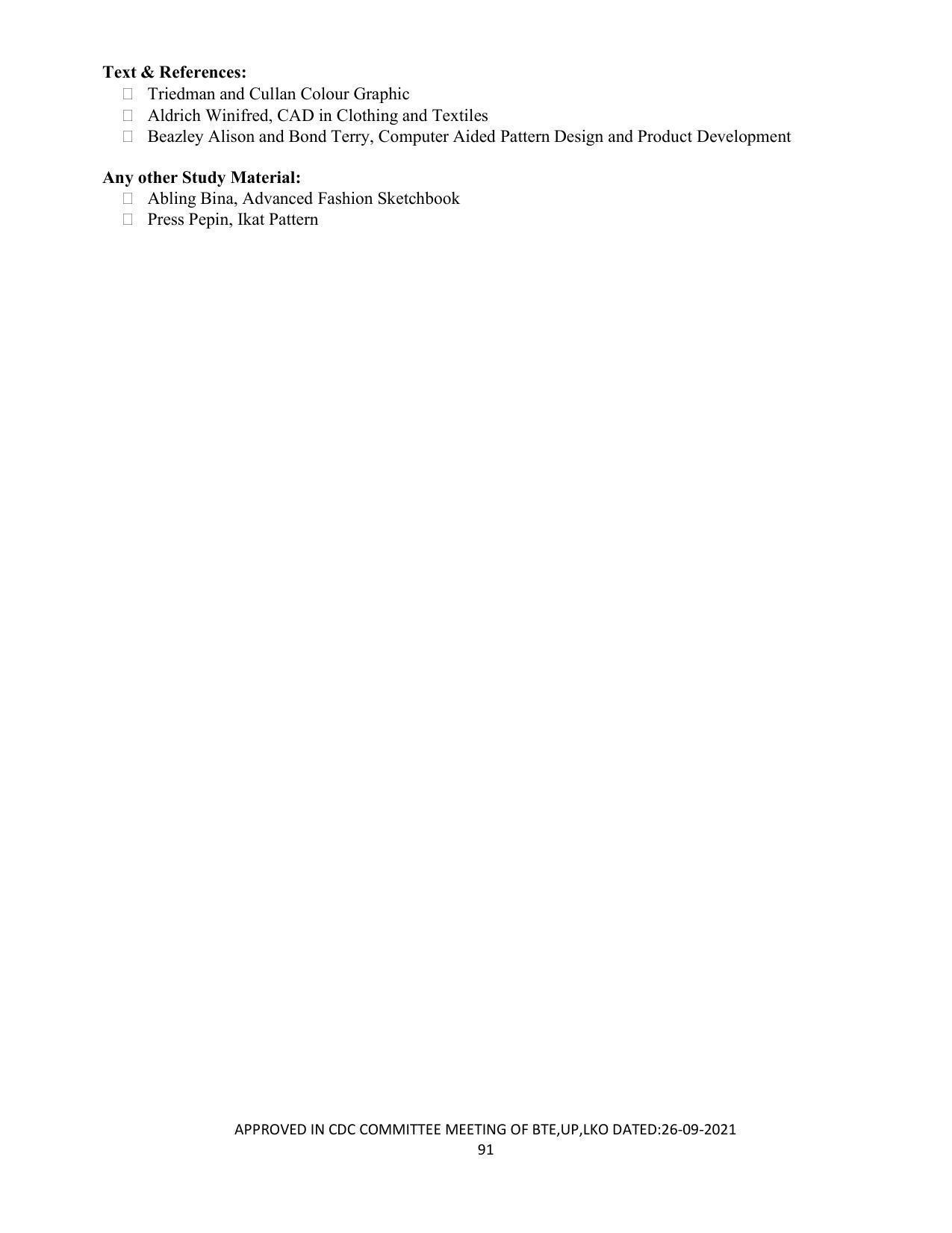 SYLLABUS FOR SEMESTER SYSTEM EFFECTIVE FROM (2021-2022) - APPAREL DESIGN AND FASHION TECHNOLOGY - Page 91