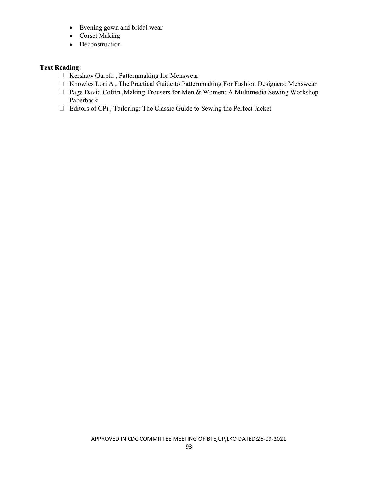 SYLLABUS FOR SEMESTER SYSTEM EFFECTIVE FROM (2021-2022) - APPAREL DESIGN AND FASHION TECHNOLOGY - Page 93