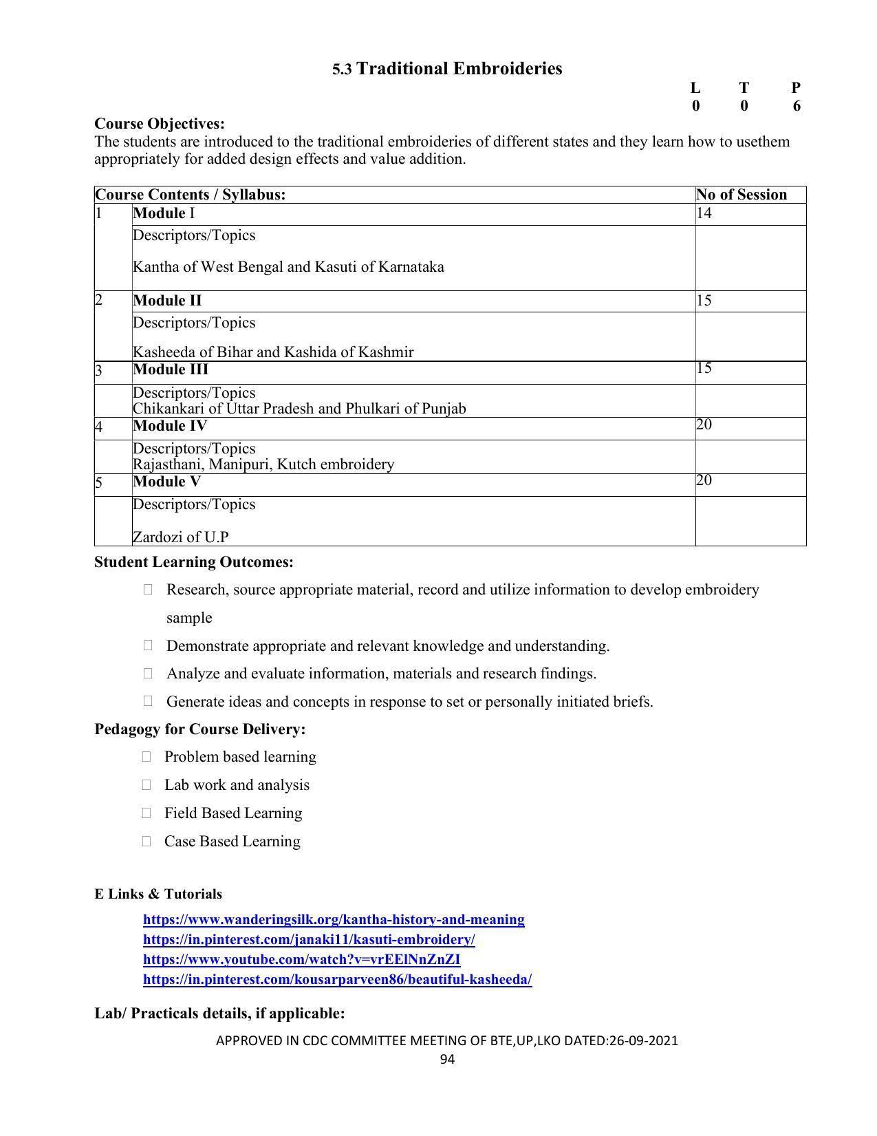 SYLLABUS FOR SEMESTER SYSTEM EFFECTIVE FROM (2021-2022) - APPAREL DESIGN AND FASHION TECHNOLOGY - Page 94