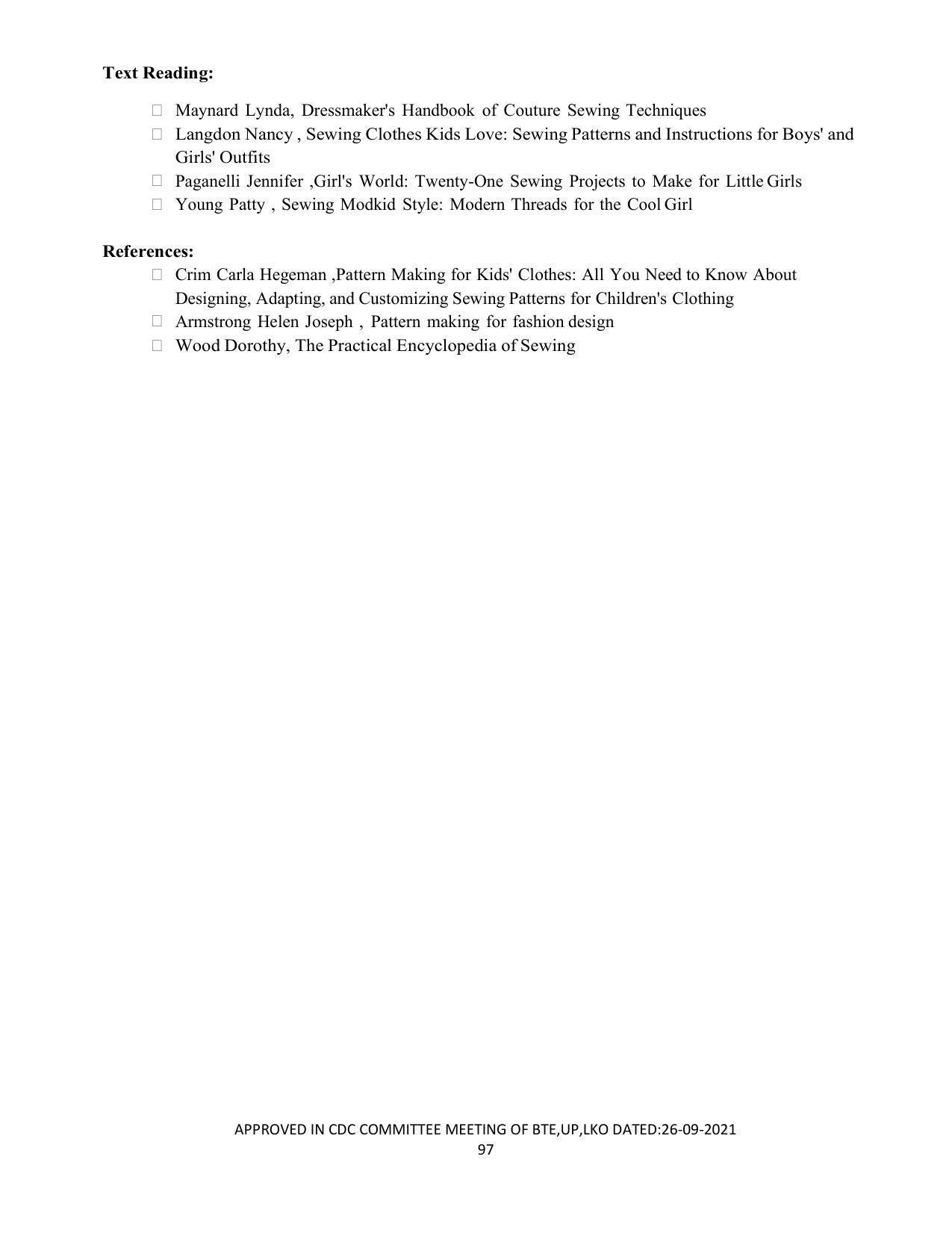 SYLLABUS FOR SEMESTER SYSTEM EFFECTIVE FROM (2021-2022) - APPAREL DESIGN AND FASHION TECHNOLOGY - Page 97