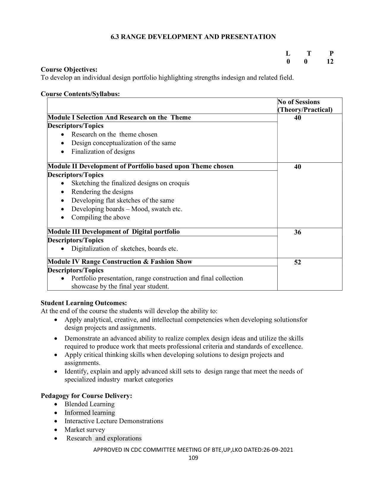 SYLLABUS FOR SEMESTER SYSTEM EFFECTIVE FROM (2021-2022) - APPAREL DESIGN AND FASHION TECHNOLOGY - Page 109