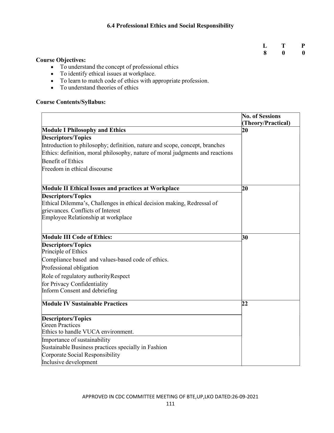 SYLLABUS FOR SEMESTER SYSTEM EFFECTIVE FROM (2021-2022) - APPAREL DESIGN AND FASHION TECHNOLOGY - Page 111