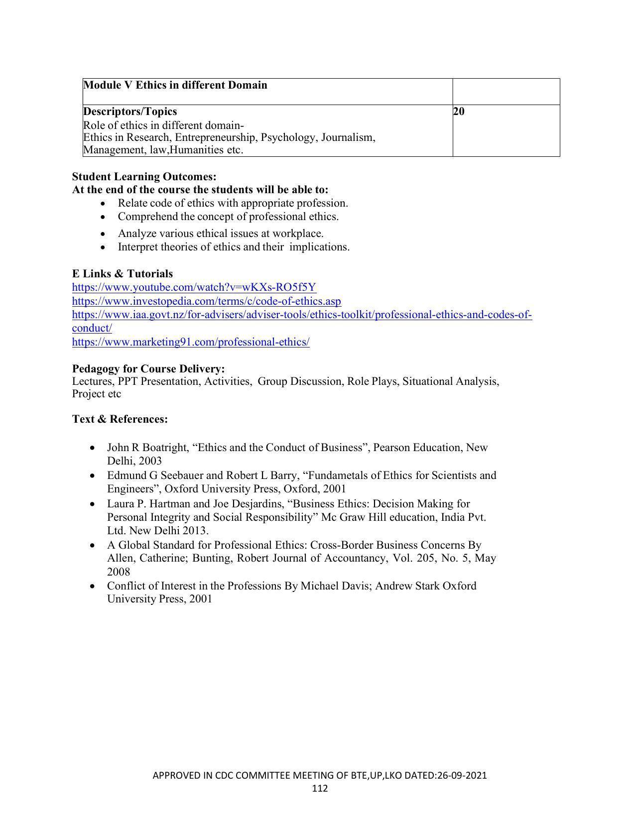 SYLLABUS FOR SEMESTER SYSTEM EFFECTIVE FROM (2021-2022) - APPAREL DESIGN AND FASHION TECHNOLOGY - Page 112