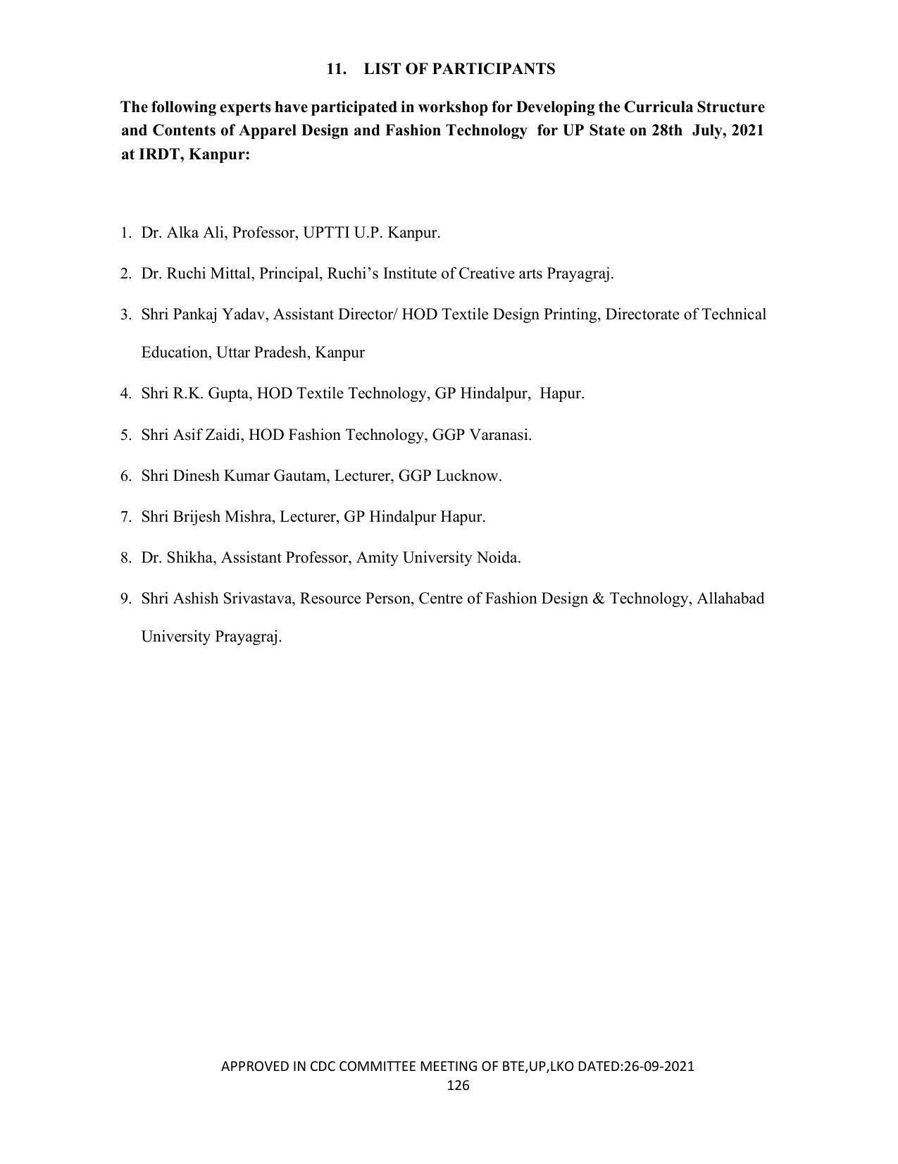 SYLLABUS FOR SEMESTER SYSTEM EFFECTIVE FROM (2021-2022) - APPAREL DESIGN AND FASHION TECHNOLOGY - Page 126