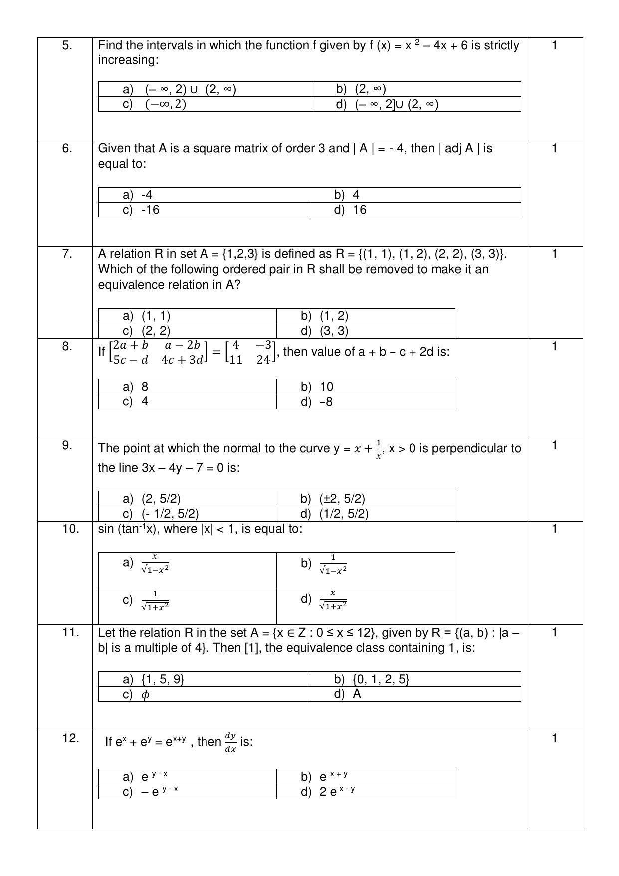 CBSE Class 12th Mathematics Sample Question Paper 2021-22 - Page 2