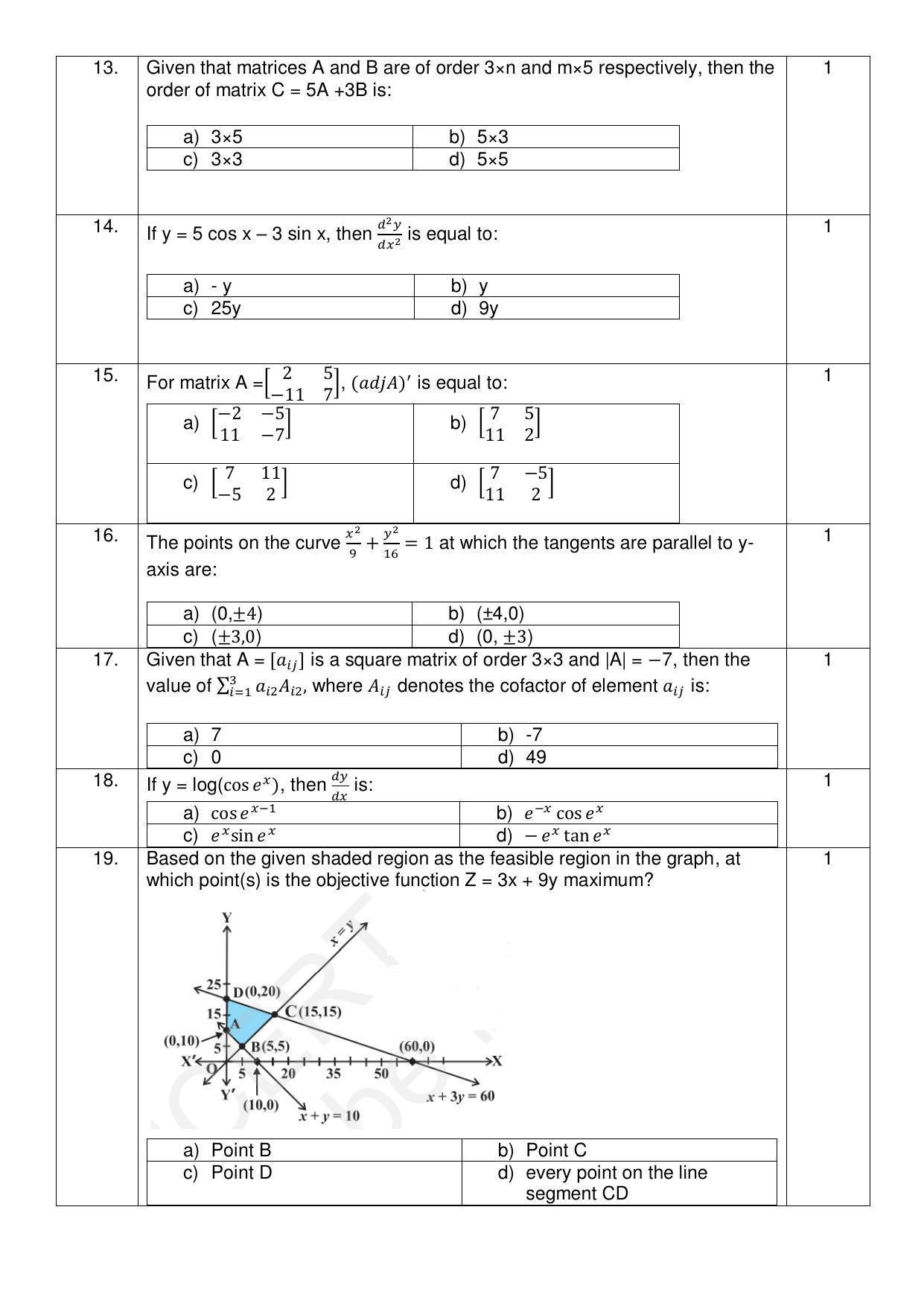 CBSE Class 12th Mathematics Sample Question Paper 2021-22 - Page 3