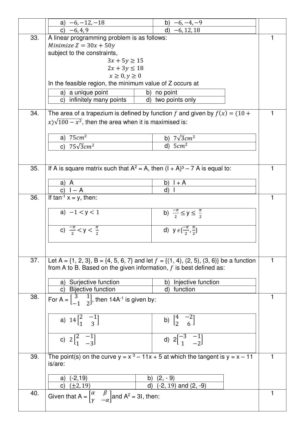 CBSE Class 12th Mathematics Sample Question Paper 2021-22 - Page 6