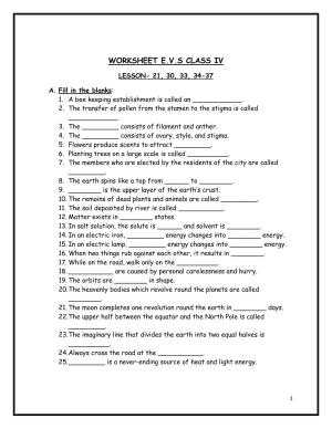 Worksheet for Class 4 Environmental Studies Assignment 3