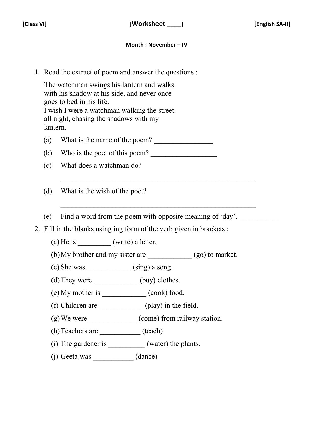 CBSE Worksheets for Class 6 English Practice Assignment 1 - Page 9