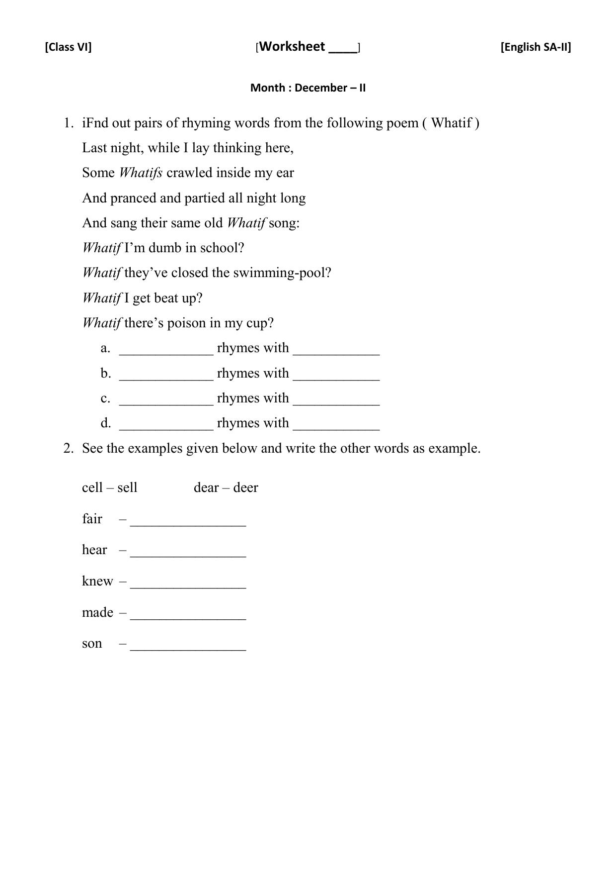 CBSE Worksheets for Class 6 English Practice Assignment 1 - Page 11