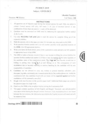PUBDET 2019 Geology Question Papers