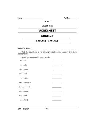CBSE Worksheets for Class 8 English Assignment 74