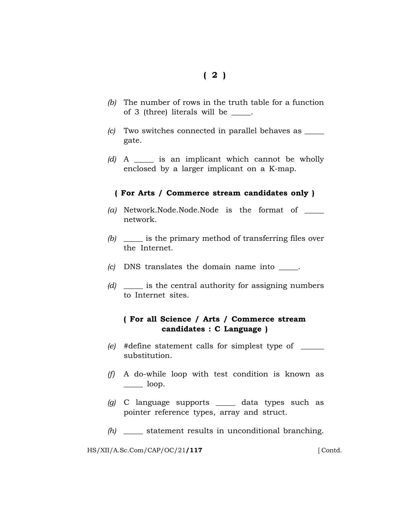 Meghalaya Board (MBOSE) Class 12 COMPUTER APPLICATIONS (Old Course) (HS-XII-A.Sc.Com-CAP-OC-21) 2021 Question Paper - Page 2