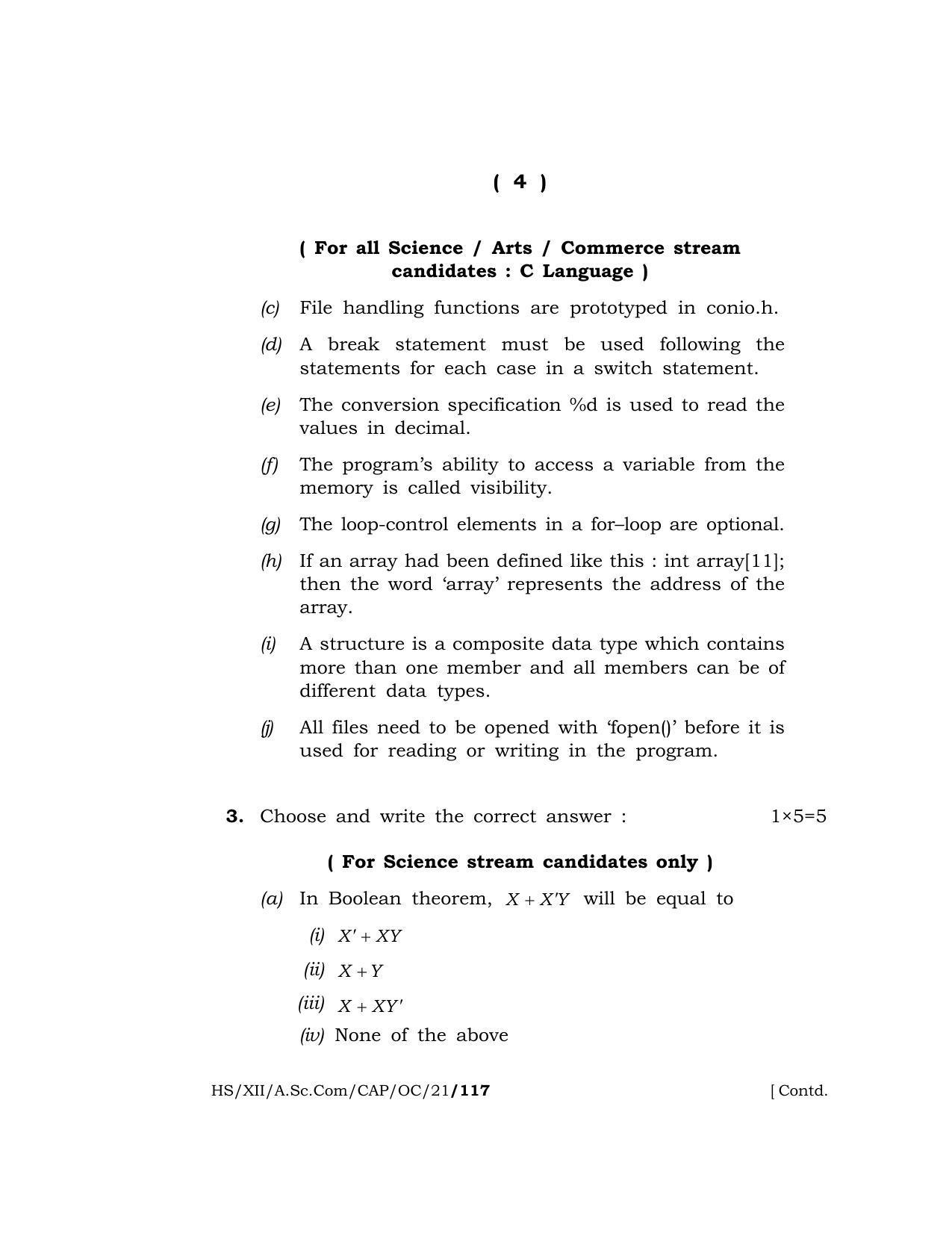 Meghalaya Board (MBOSE) Class 12 COMPUTER APPLICATIONS (Old Course) (HS-XII-A.Sc.Com-CAP-OC-21) 2021 Question Paper - Page 4