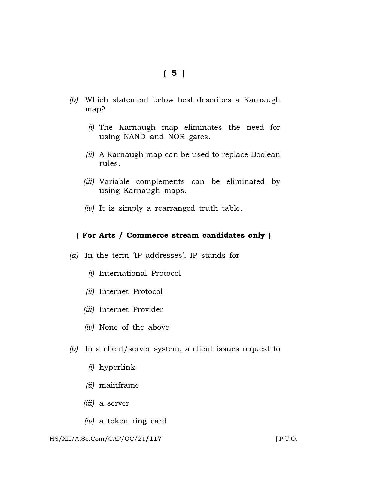 Meghalaya Board (MBOSE) Class 12 COMPUTER APPLICATIONS (Old Course) (HS-XII-A.Sc.Com-CAP-OC-21) 2021 Question Paper - Page 5
